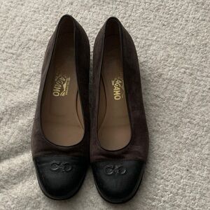 Salvatore Ferragamo Women's Dark Brown and Black Flats